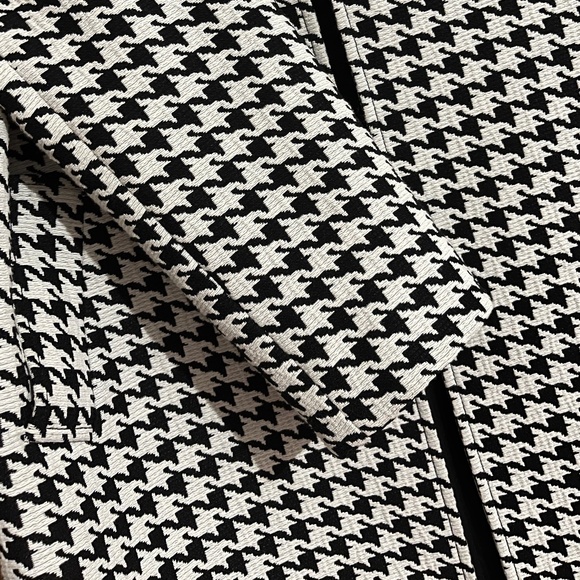 Tahari ASL Black & White Houndstooth Print Mid Length Blazer Jacket Sz-10 - Picture 6 of 8